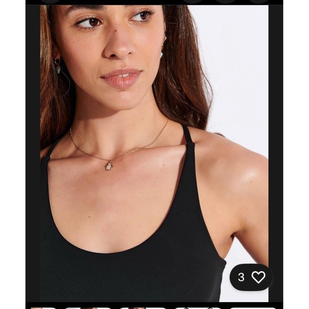Girlfriend Collective Black Cleo Halter Crop Top Racerback Bra Size‎ M - Picture 2 of 7